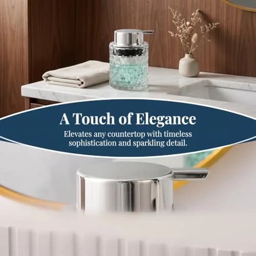 MALACHI Foaming Hand Soap Dispenser 300ml (10 oz) | Elegant Diamond Pattern Glass Bottle for Bathroom & Kitchen thumbnail 7