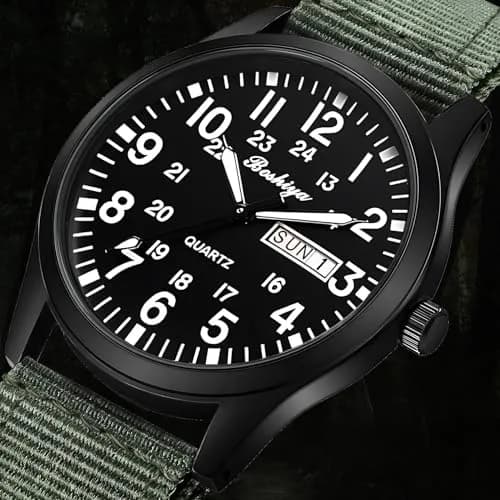 BOSHIYA Men's Military Tactical Field Watch 40mm (1.57 Inch) | Japanese Quartz Movement, Water Resistant 30M, Date Display thumbnail 6
