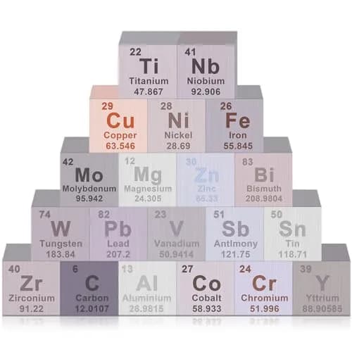 Gisafai 20 Pcs Element Cube Set 10mm (0.39 Inches) | Periodic Table of Elements, Tungsten, Copper, Iron, Cobalt, Niobium, Tin, Molybdenum thumbnail 1