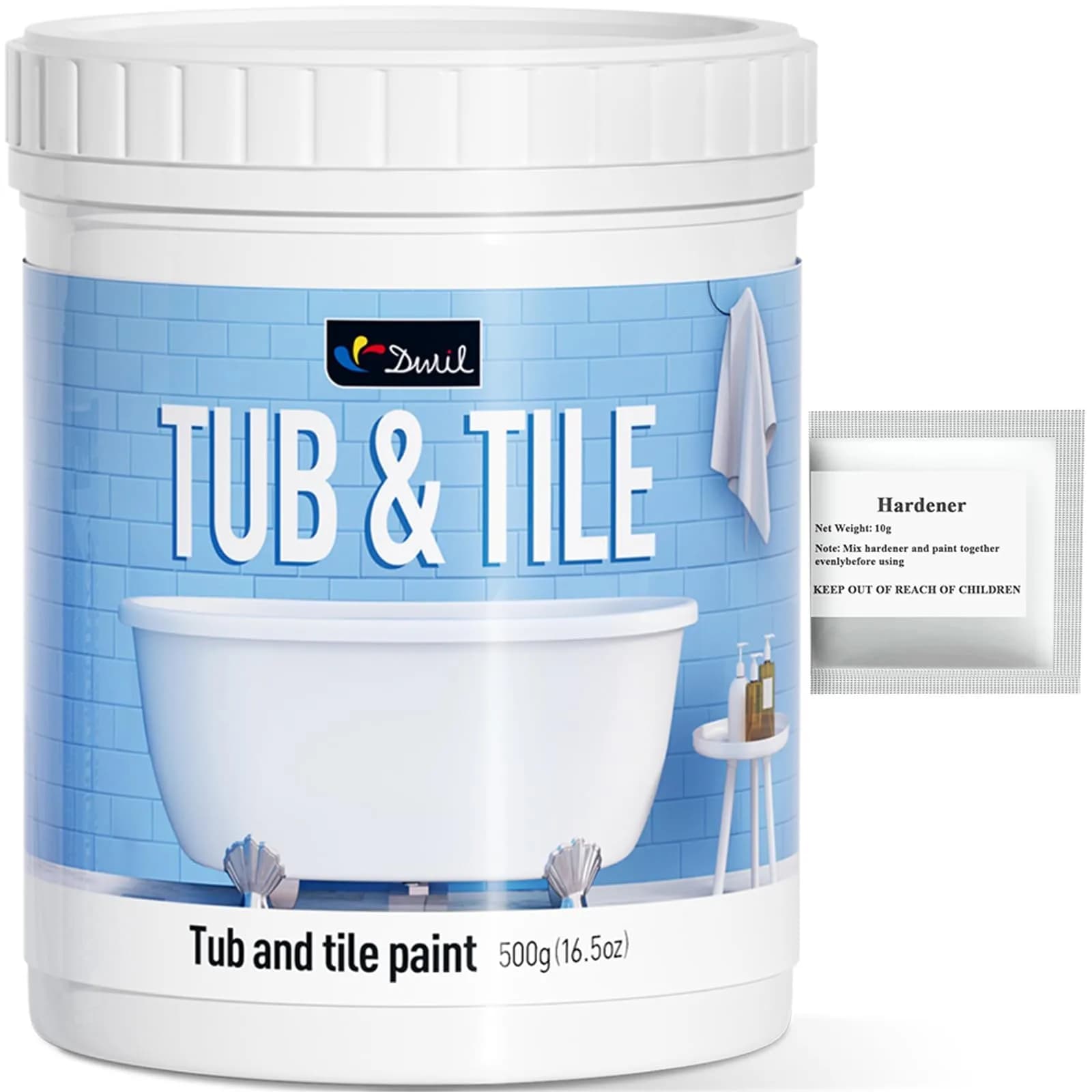 DWIL Tub and Tile Paint 16.5 oz (490 ml) Semi-Gloss White | Refinish Bathtubs, Sinks, Countertops & Tiles