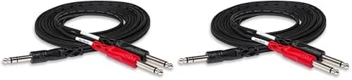 Hosa STP-203 1/4" TRS to Dual 1/4" TS Insert Cable 3m Pack of 2 | Durable Copper Audio Cable thumbnail 1