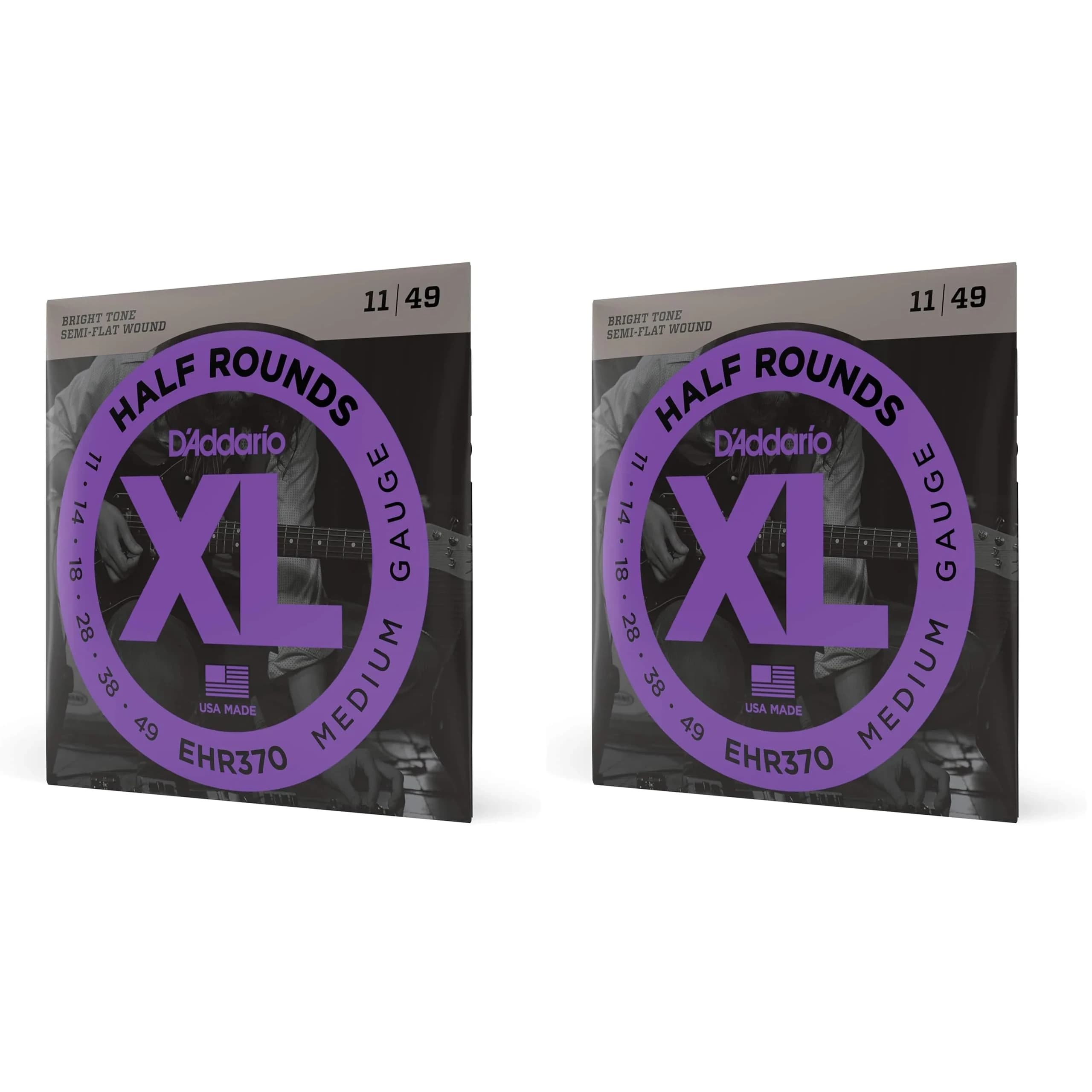 D'Addario XL Half Rounds Electric Guitar Strings EHR370 Medium 11-49 (Pack of 2) | Smooth Feel, Reduced Finger Noise - main product image