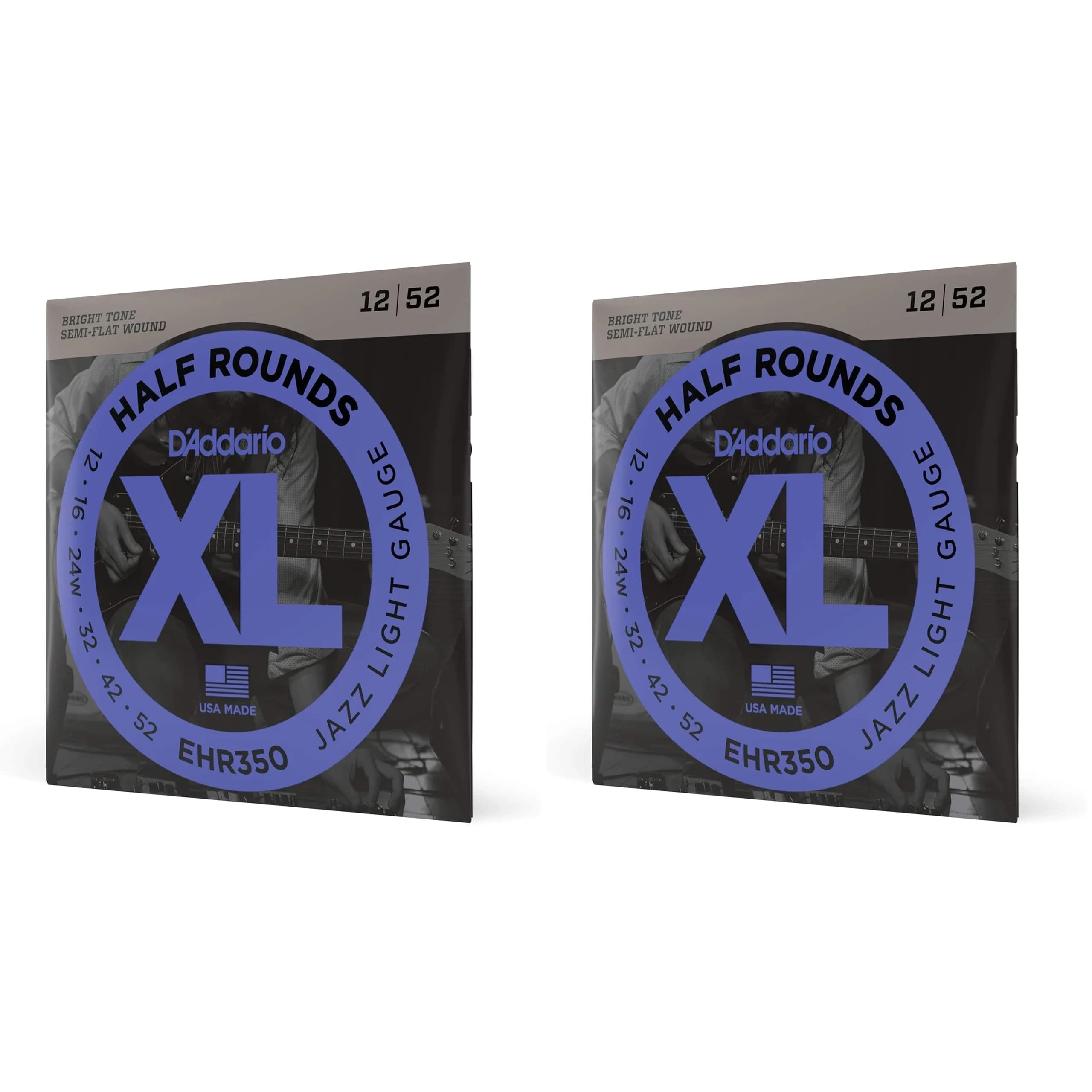 D'Addario XL Half Rounds Electric Guitar Strings - Jazz Light 12-52 (Pack of 2) | Smooth Feel, Reduced Finger Noise - main product image