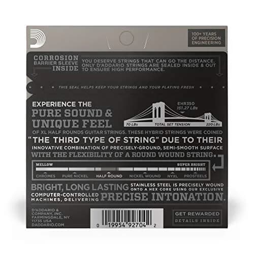 D'Addario XL Half Rounds Electric Guitar Strings - Jazz Light 12-52 (Pack of 2) | Smooth Feel, Reduced Finger Noise thumbnail 3