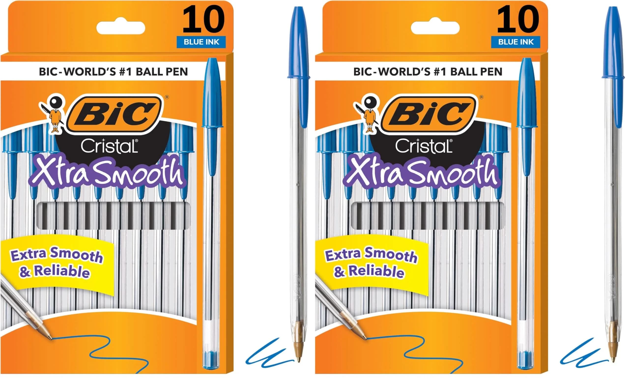 BIC Cristal Xtra Smooth Ballpoint Pen, Medium Point 1.0mm, Blue, 10-Count | Smooth Ink Flow for Effortless Writing — Blue Ink