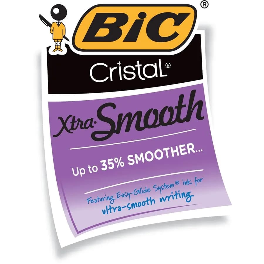 BIC Cristal Xtra Smooth Stic Ballpoint Pens, Medium Point 1.0mm, Blue Ink | 20-Count Pack | Smooth Writing thumbnail 8