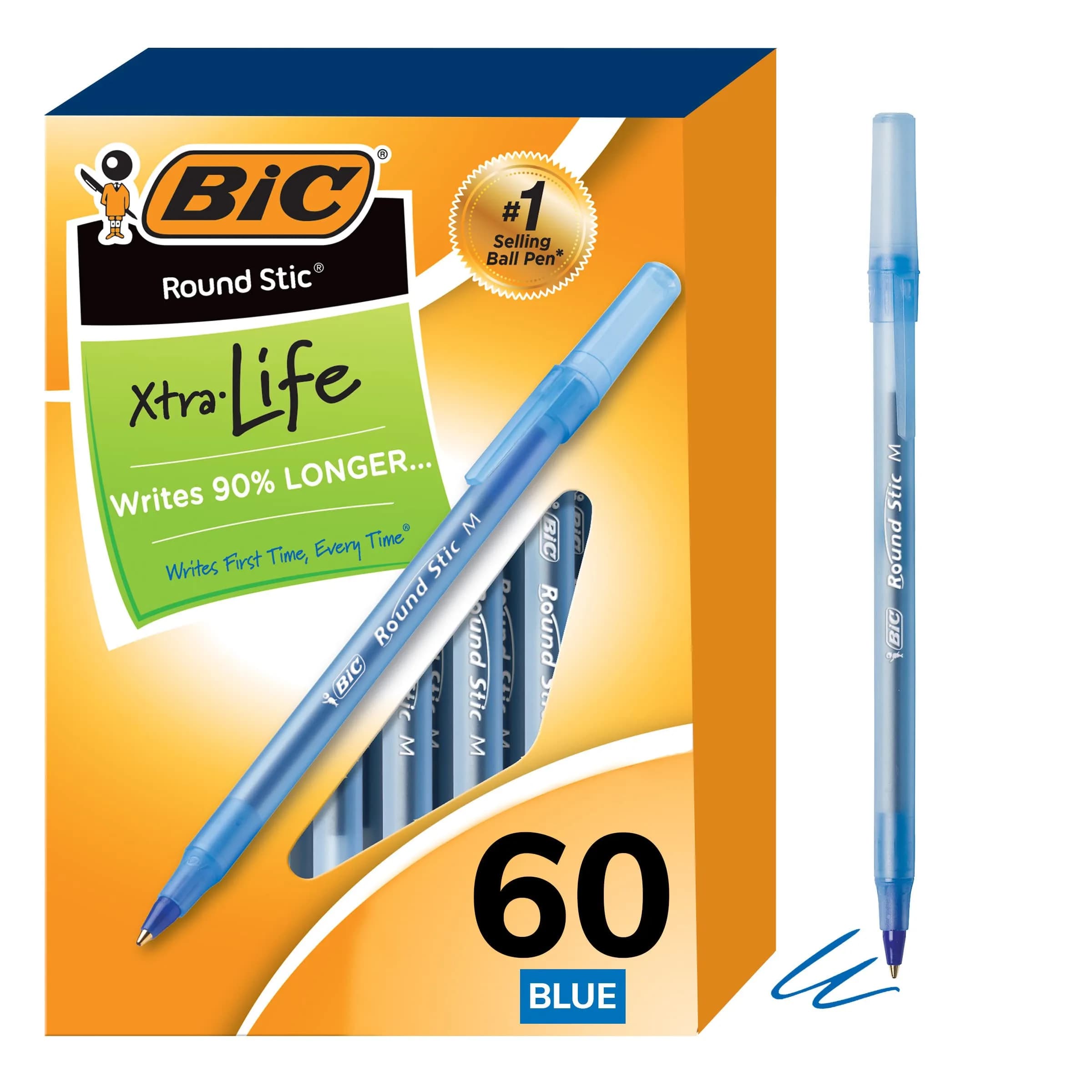 BIC Round Stic Xtra Life Ballpoint Pens, Medium Point 1.0mm, Blue, 540 Count | Smooth Ink Flow for Writing Comfort