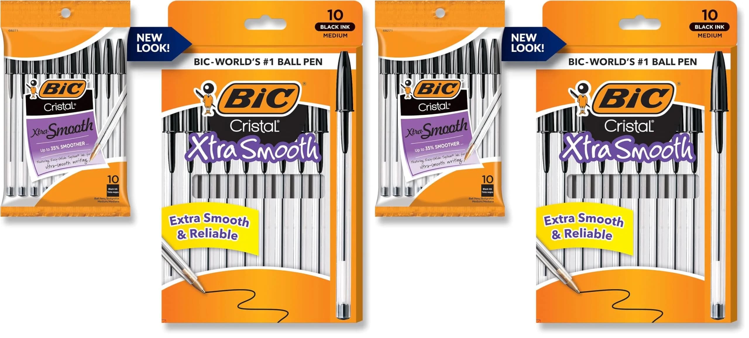 BIC Cristal Xtra Smooth Ballpoint Pen, Medium Point (1.0mm), Black, 20-Count (Pack of 2) | Smooth Ink Flow for Everyday Writing — black