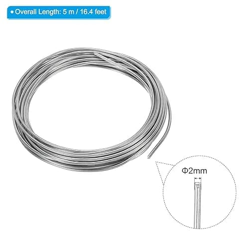 PATIKIL 99.99% High Purity Zinc Wire - 2 Roll 14 Gauge Soft Beading Wire 2mm (5m/16.4ft) | For Crafting & Scientific Use thumbnail 2
