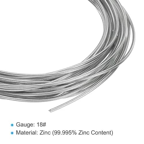 PATIKIL 99.99% High Purity Zinc Wire 1.2mm Diameter | 2 Rolls (16.4Ft/Roll) Soft Craft Wire thumbnail 4