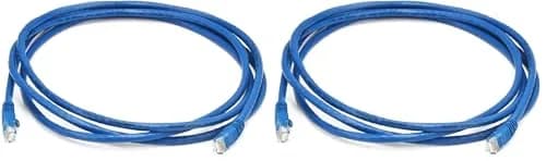 Monoprice 7FT 24AWG Cat6 550MHz UTP Ethernet Bare Copper Network Cable - Blue | 2-Pack, Snagless, Gold Contacts thumbnail 1
