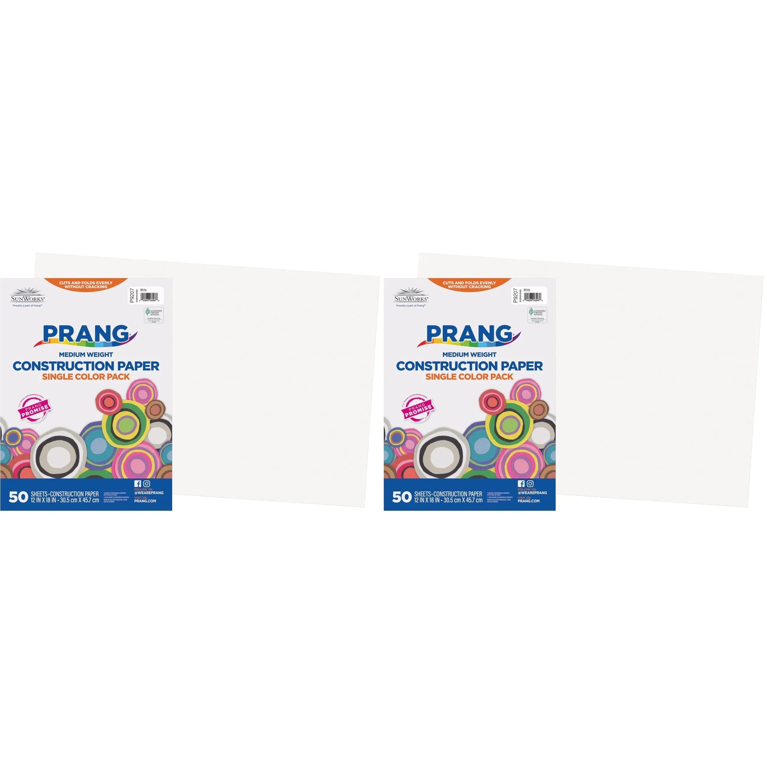 Prang Construction Paper, White, 12" x 18", 100 Sheets (Pack of 2) | Medium Weight Art Paper for Crafts
