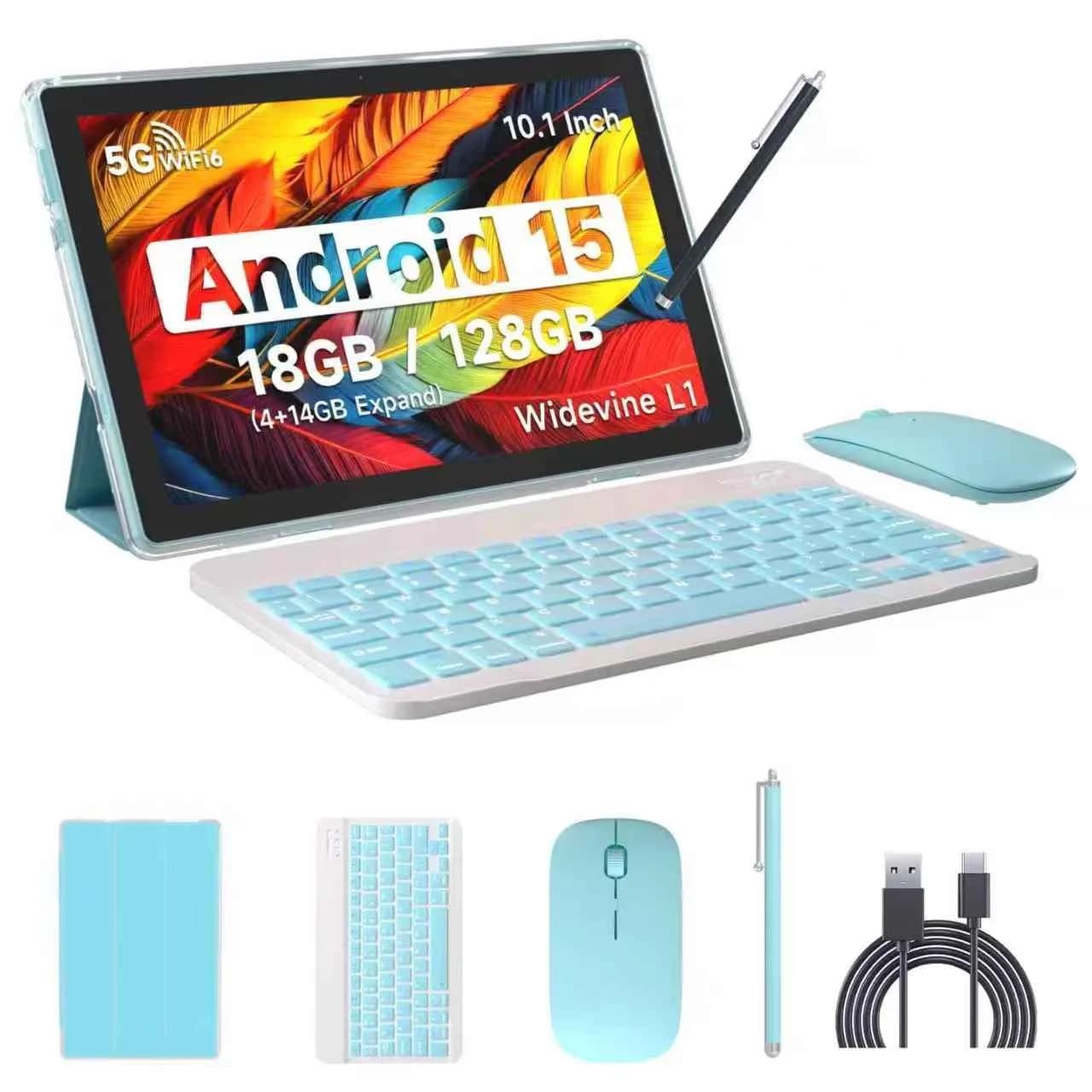 IWEGGO Android 15 Tablet, 10 Inch 18GB RAM+128GB ROM/ 2TB Expandable, 2.0GHz Quad-core, 1280x800 HD Touchscreen, 5G WiFi6, Navy — Blue