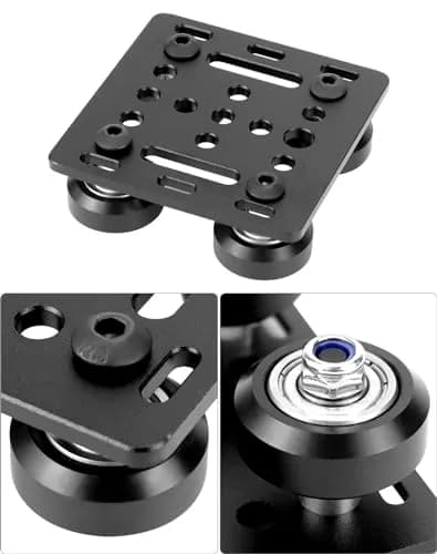 QWORK 2020V V-Wheel Plate Gantry Rod Plate with Wheel, 2 Pack, 65mm X 65mm | Compatible with 2020V Aluminum Extrusion thumbnail 5