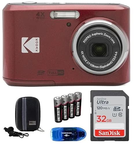 Kodak Pixpro FZ45 Digital Camera Bundle (Red) | 16MP CMOS Sensor, 4x Optical Zoom, Full HD Video thumbnail 1