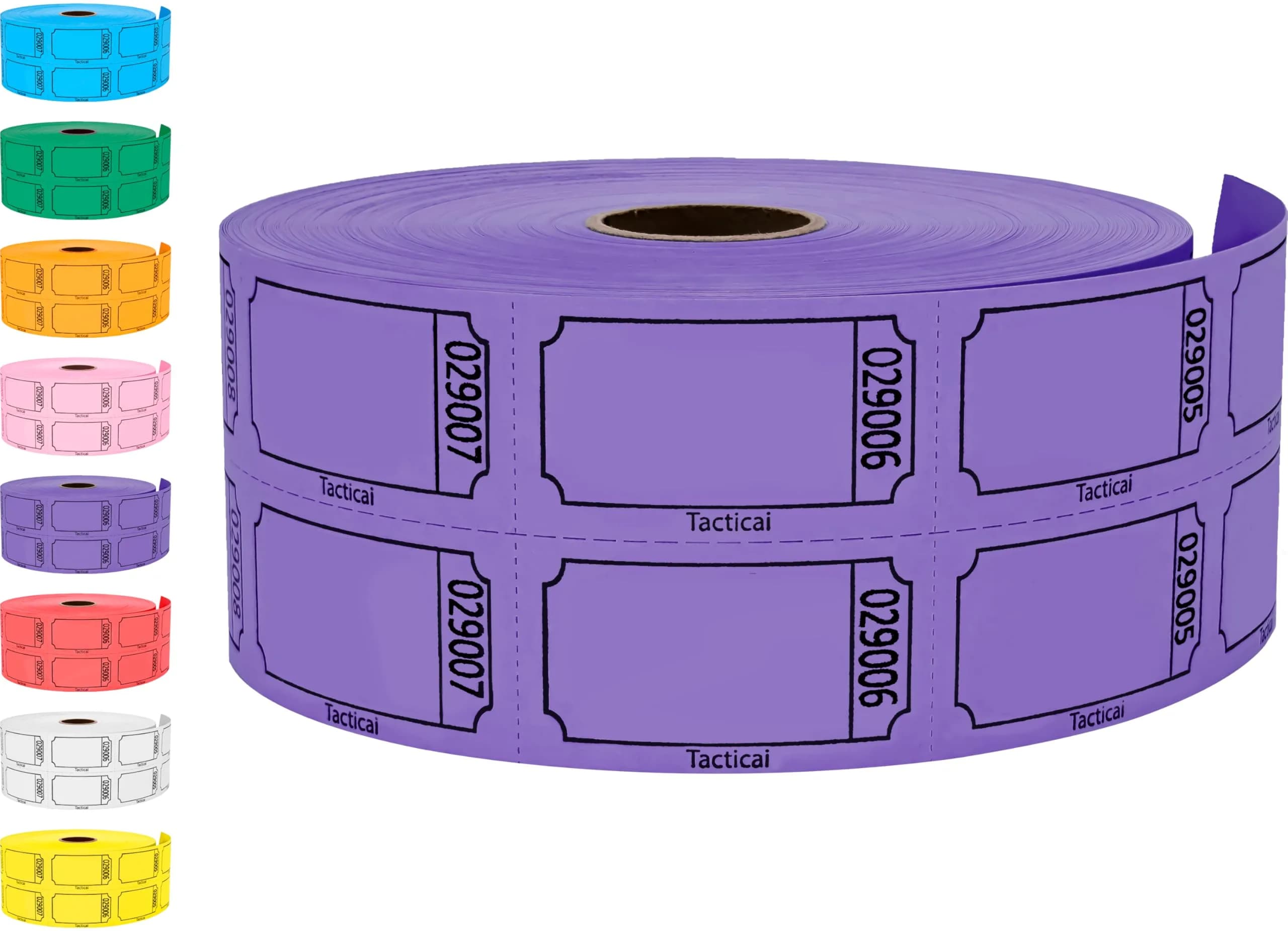 Tacticai Raffle Tickets Double Roll 1000 Count Blue | Consecutively Numbered for Events — Purple