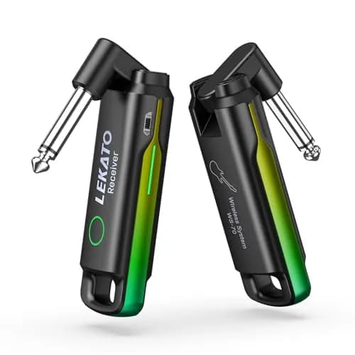 LEKATO UHF Wireless Guitar System with 70 Channels & Rechargeable Battery, Green | Low Latency <3ms thumbnail 1