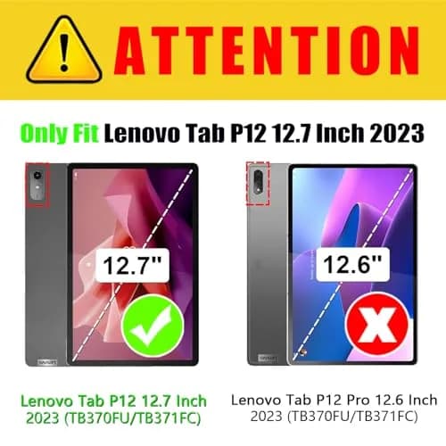 DINGGUAGUA Black Case for Lenovo Tab P12 12.7-inch (321mm) | Slim Smart Folio with Multi-Angle Stand thumbnail 2