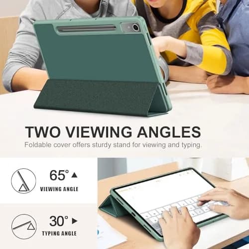 DINGGUAGUA Dark Green Case for Lenovo Tab P12 12.7 Inch (2023/2024) | Multi-Angle Stand Cover with Auto Sleep/Wake thumbnail 4