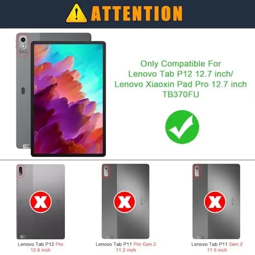 DINGGUAGUA Dark Green Case for Lenovo Tab P12 12.7 Inch (2023/2024) | Multi-Angle Stand Cover with Auto Sleep/Wake thumbnail 2
