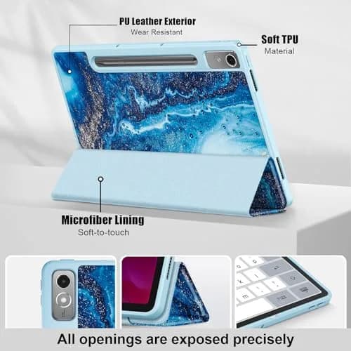 DingGuagua Sea Wave Case for Lenovo Tab P12 12.7 Inch (2023/2024) TB-370FU, Soft TPU Back Shell with Multi-Angle Stand thumbnail 3