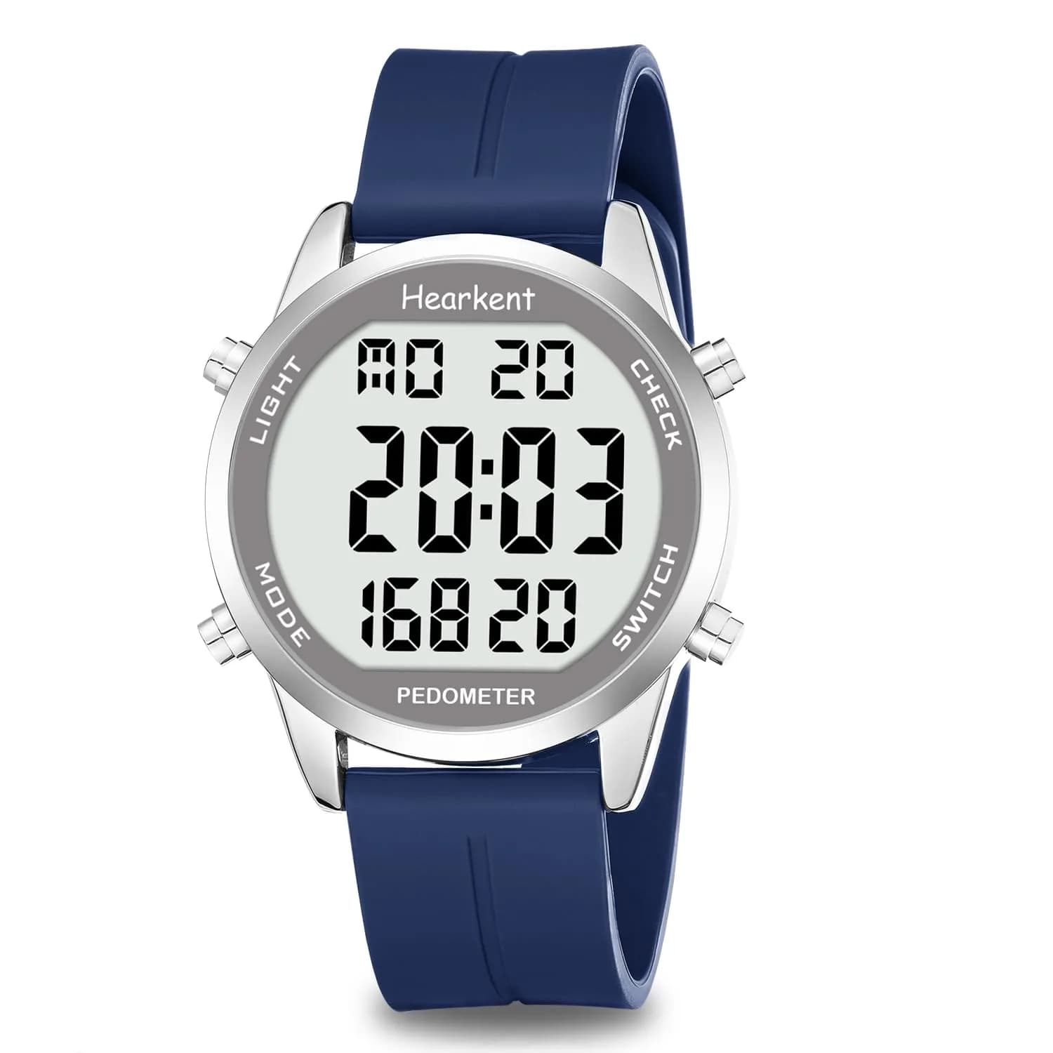 Hearkent Pedometer Watch for Walking for Senior Step Counter Watch | Waterproof, Large Display, Simple Control — Blue
