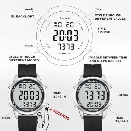 Hearkent Pedometer Watch for Walking for Senior Step Counter Watch | Simple, Waterproof, Large Display thumbnail 7