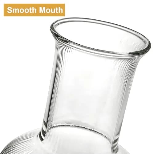 Bekith 2 Set 25 OZ (740 ml) Bedside Night Water Carafe with Tumbler Glass | Vertical Stripes Clear Glass Carafe for Bedroom Guest Room Nightstand, Mouthwash Decanter for Bathroom, Water Pitcher Set (4-Piece) thumbnail 3