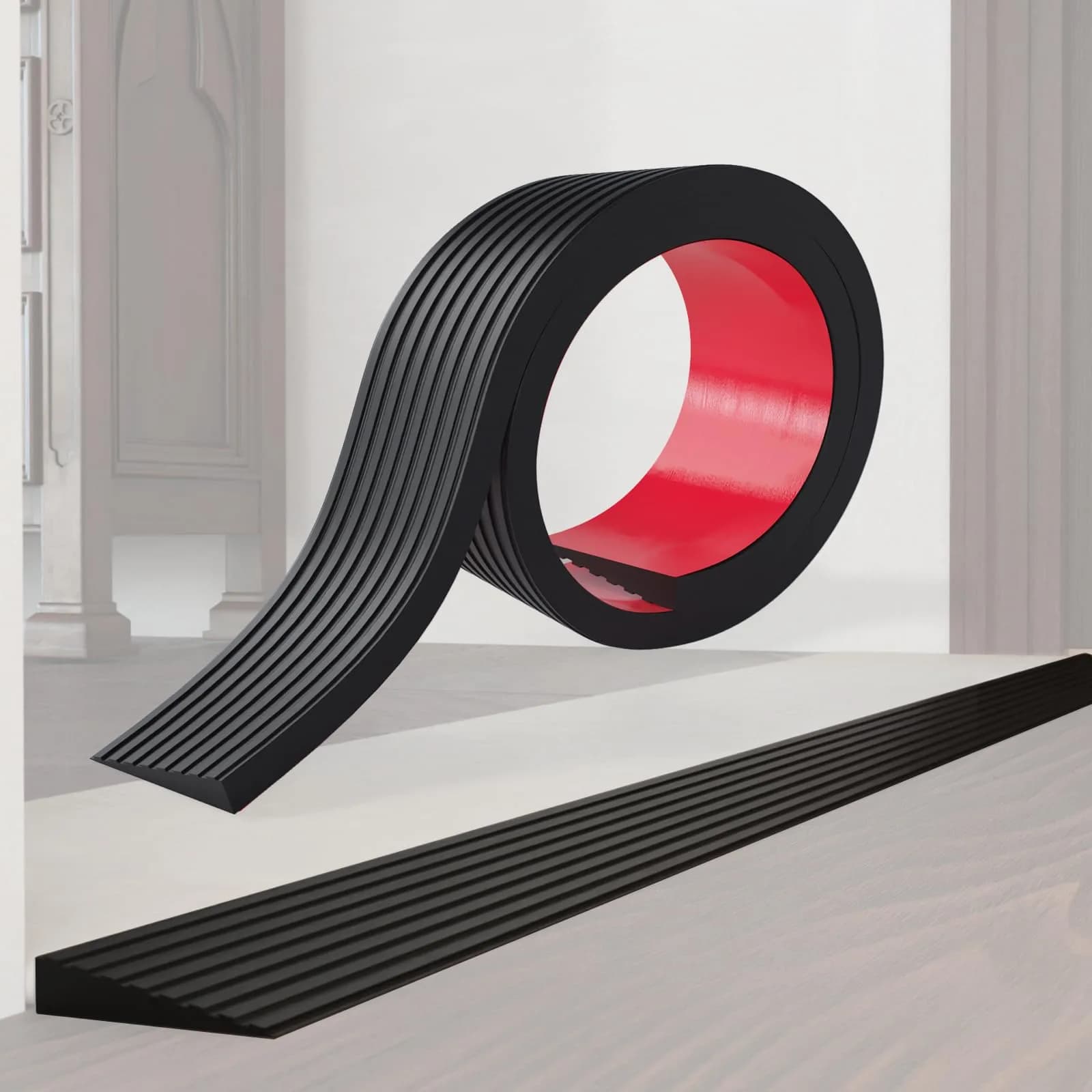 Boiarc Threshold Ramps for Doorways 3/8'' Rise-3.3Ft Long | Rubber Non-slip Threshold Strip — Black / 3/8'' Rise-6.6Ft Long