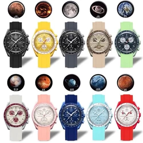 Niziruoup 20mm Silicone Watch Strap | Curved End No Gap Black Band for Omega X Swatch Moonswatch thumbnail 7