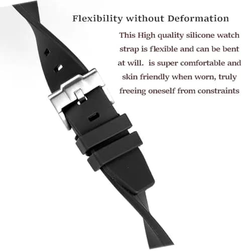Niziruoup 20mm Silicone Watch Strap | Curved End No Gap Black Band for Omega X Swatch Moonswatch thumbnail 2