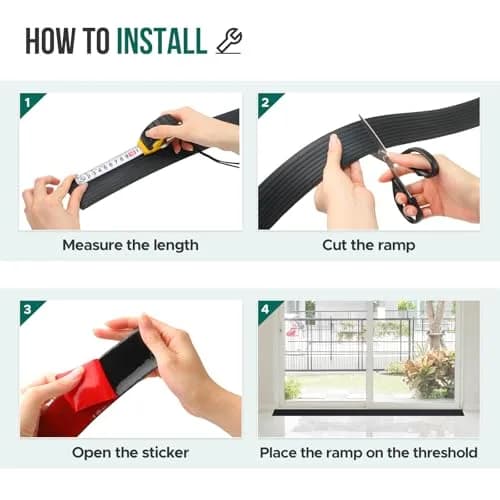 Boiarc Threshold Ramps for Doorways 3/8'' Rise-3.3Ft Long | Rubber Non-slip Threshold Strip thumbnail 8