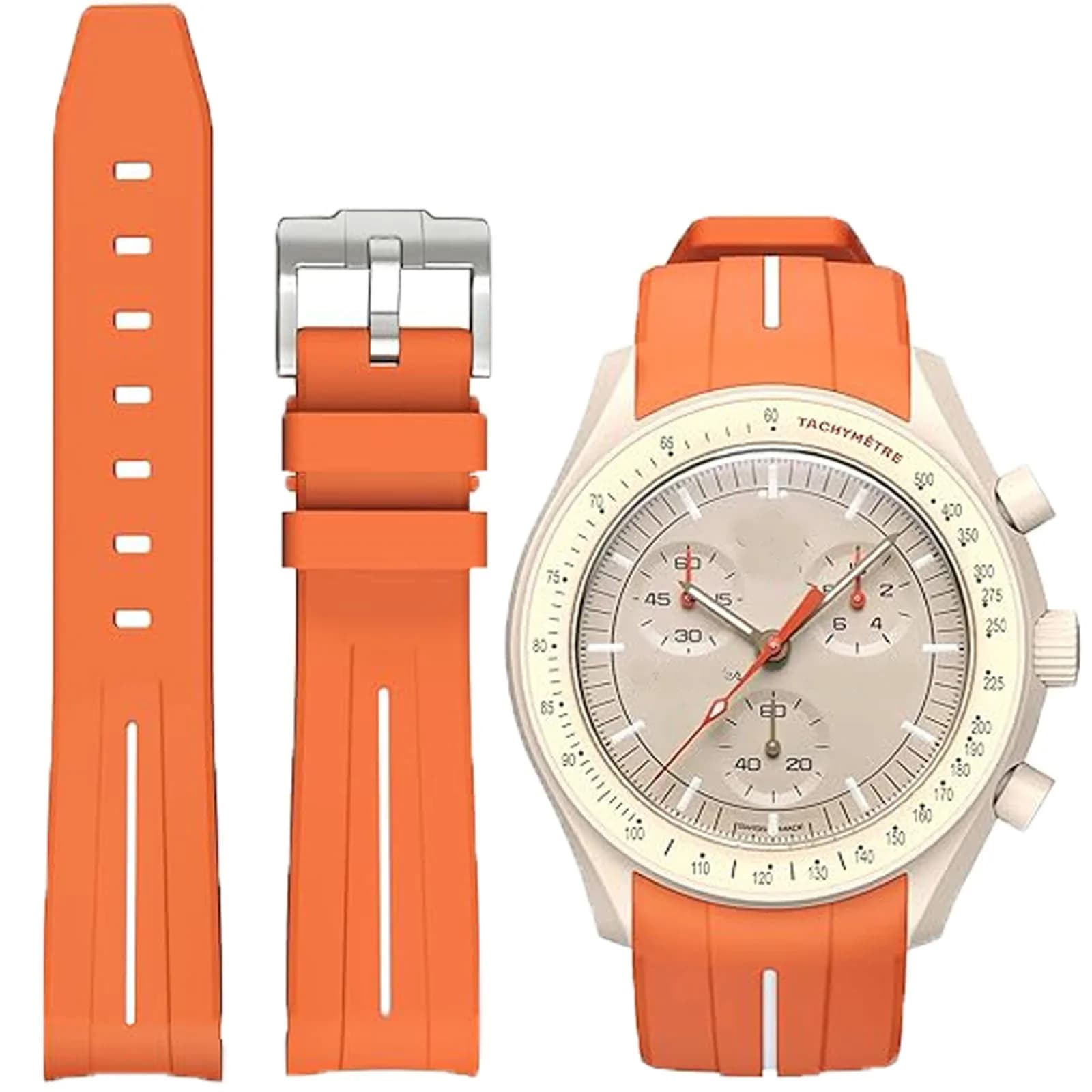 Niziruoup Rubber Strap for Moonswatch Watch, 20mm Curved No Gap Silicone Rubber Band for Men Women