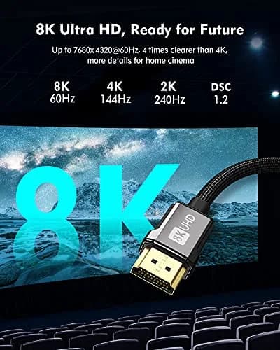 Silkland 8K HDMI 2.1 ARC/eARC Cable 4.9m (15ft) | Supports 4K@120Hz, 8K@60Hz, 48Gbps thumbnail 3