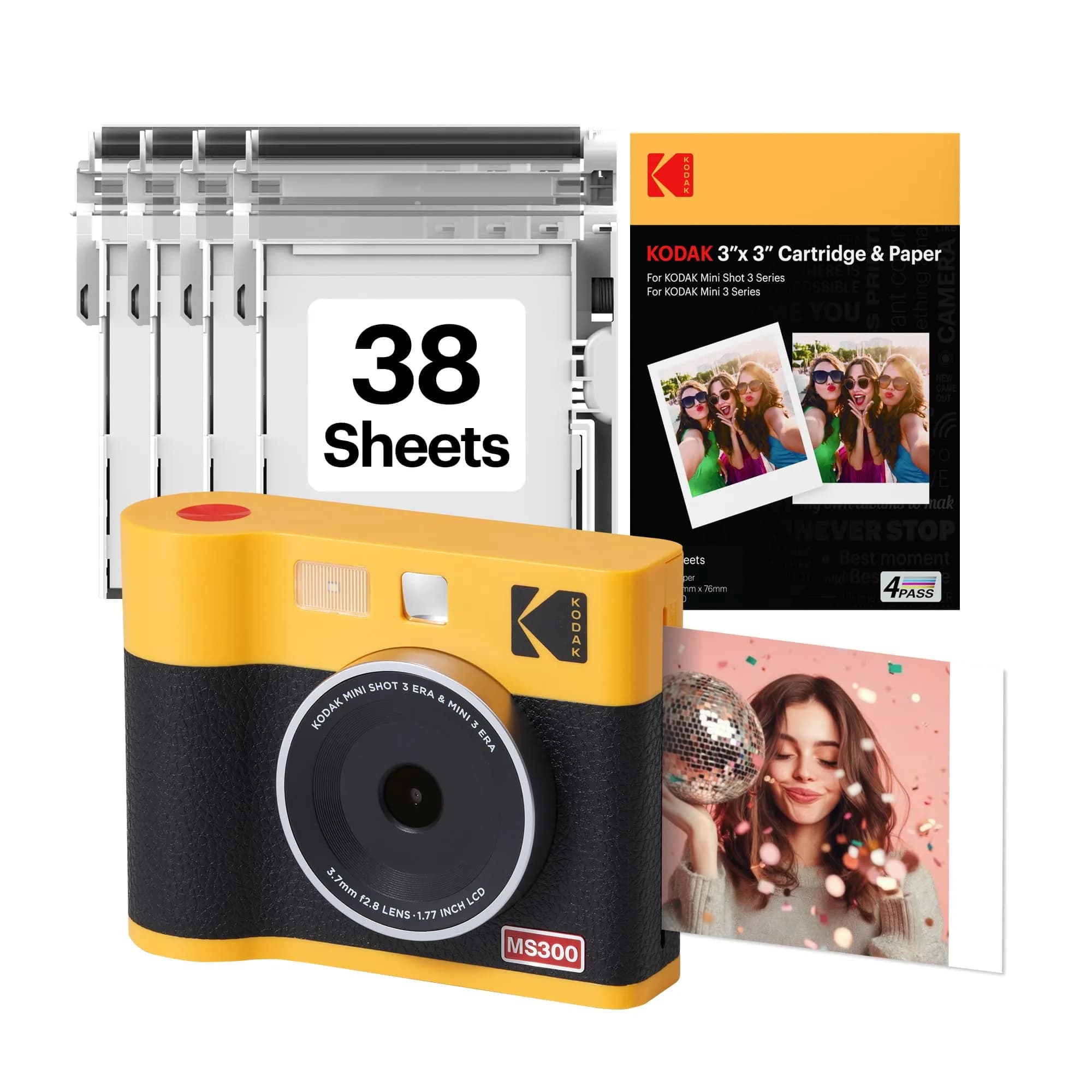 KODAK Mini Shot 3 ERA Instant Camera & Printer 3x3" Photos, Yellow | 4PASS Dye Sublimation Printing — Yellow