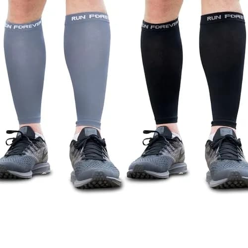 Run Forever Calf Compression Sleeve Medium - 2 Pair Pack in Black & Gray thumbnail 1