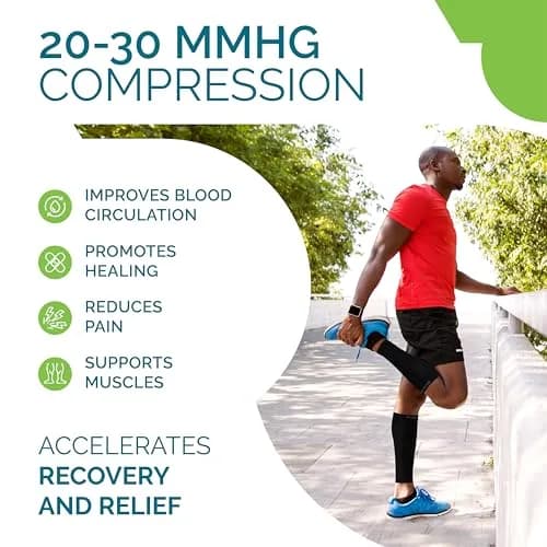 Run Forever Calf Compression Sleeve Medium - 2 Pair Pack in Black & Gray thumbnail 4