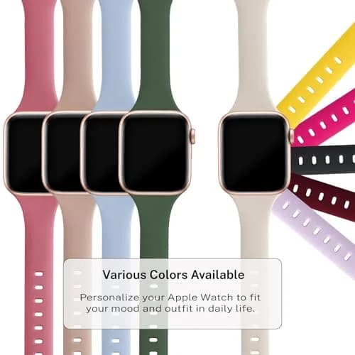 Drimobiuty Slim Thin Silicone Sport Watch Band Compatible with Apple Watch Series 1-11, Ultra, SE 38mm-49mm | Water-Resistant, Breathable, Water Resistant thumbnail 4