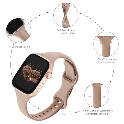 Drimobiuty Slim Thin Silicone Sport Watch Band Compatible with Apple Watch Series 1-11, Ultra, SE 38mm-49mm | Water-Resistant, Breathable, Water Resistant thumbnail 3