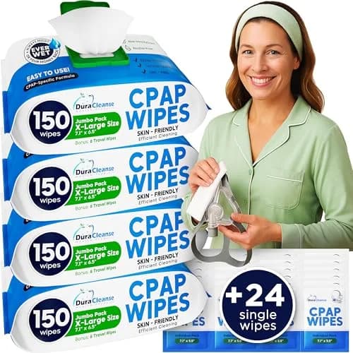 Dura Cleanse Bulk CPAP Cleaning Wipes XL Moist for Masks & Hoses 624 Count (Pack of 4) | Quick Daily Clean No Soaking thumbnail 1