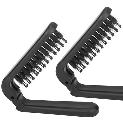 Ancable 2Pcs Folding Hair Brush with Boar Bristle & Nylon Needles, Black | Detangles & Smooths Hair thumbnail 1