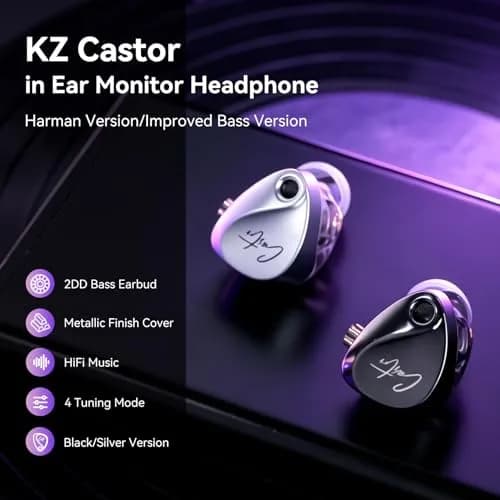 KZ Castor Dual Dynamic Driver Wired In-Ear Monitor Headphones with Mic & Tunable Sound, BassBlack, 2-Pack | HiFi Sound for Musicians thumbnail 2