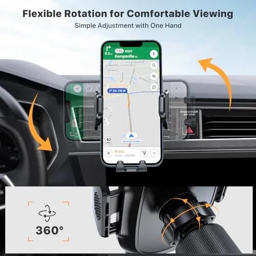 Miracase Car Phone Holder with Metal Hook Clip | Universal Air Vent Mount for Smartphones, Garmin GPS, iPhone & Android, Dark Black thumbnail 5
