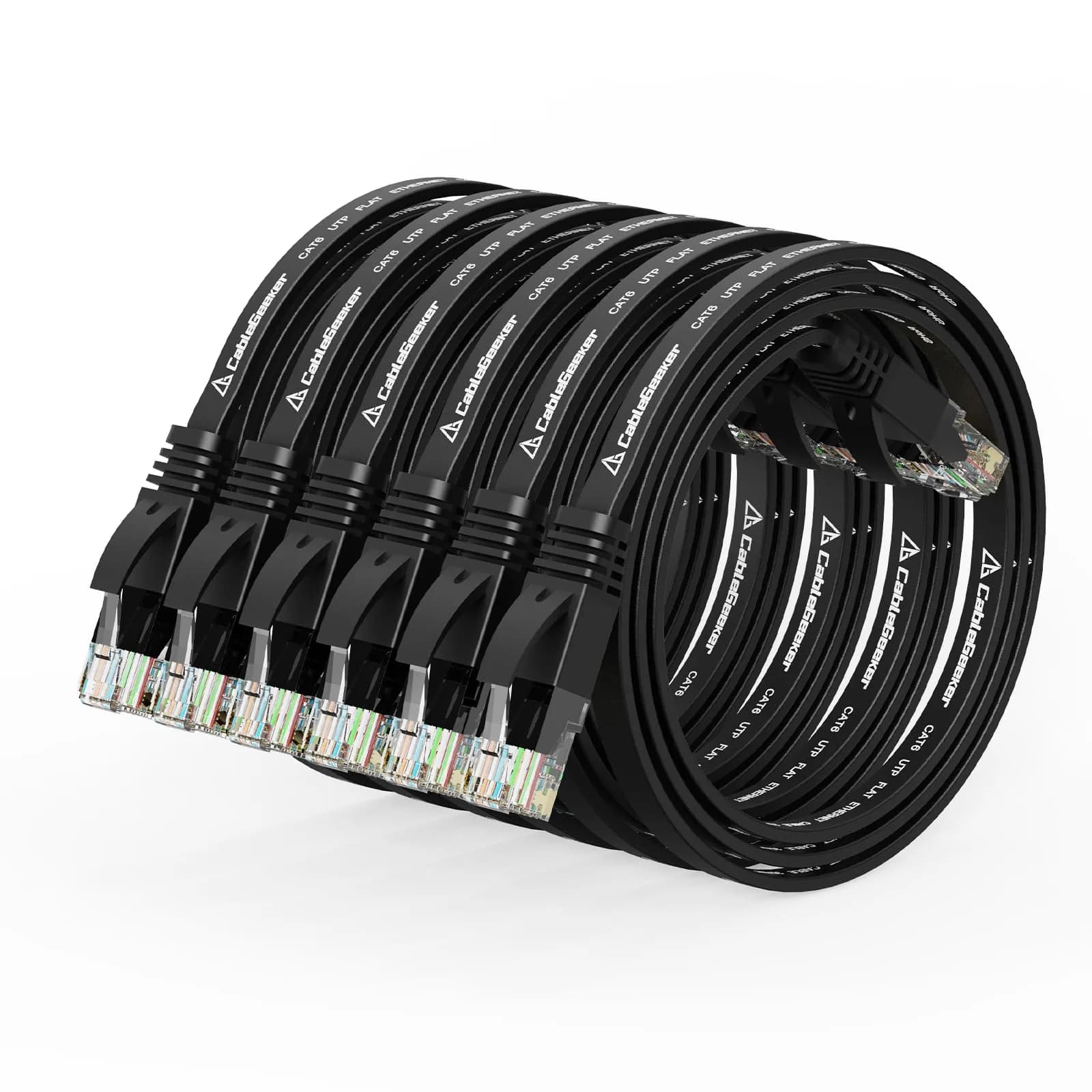 CableGeeker Cat 6 Flat Ethernet Cable 1ft | 10Gbps High-Speed Flat Network Cable