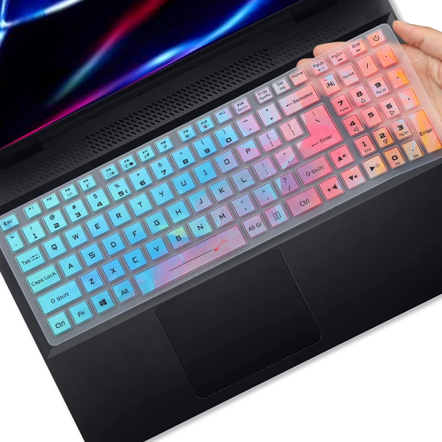 MUBUY-GOL Keyboard Cover for Acer Nitro 5, Nitro 16, Nitro 17, Predator Helios 300 | Durable, Transparent & Waterproof — Colorful