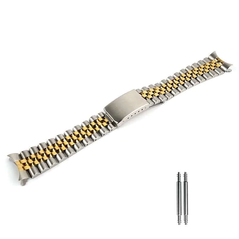 TOMIYOY 2 Tone Gold Jubilee Watch Band 20mm (0.79 in) | Solid 316L Stainless Steel for RLX SKX Watches thumbnail 2