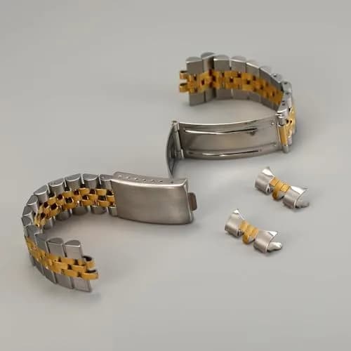 TOMIYOY 20mm Jubilee Stainless Steel Watch Band Strap Bracelet, 2 Tone Gold | Solid 316L Metal Band for RLX SKX Watches thumbnail 7