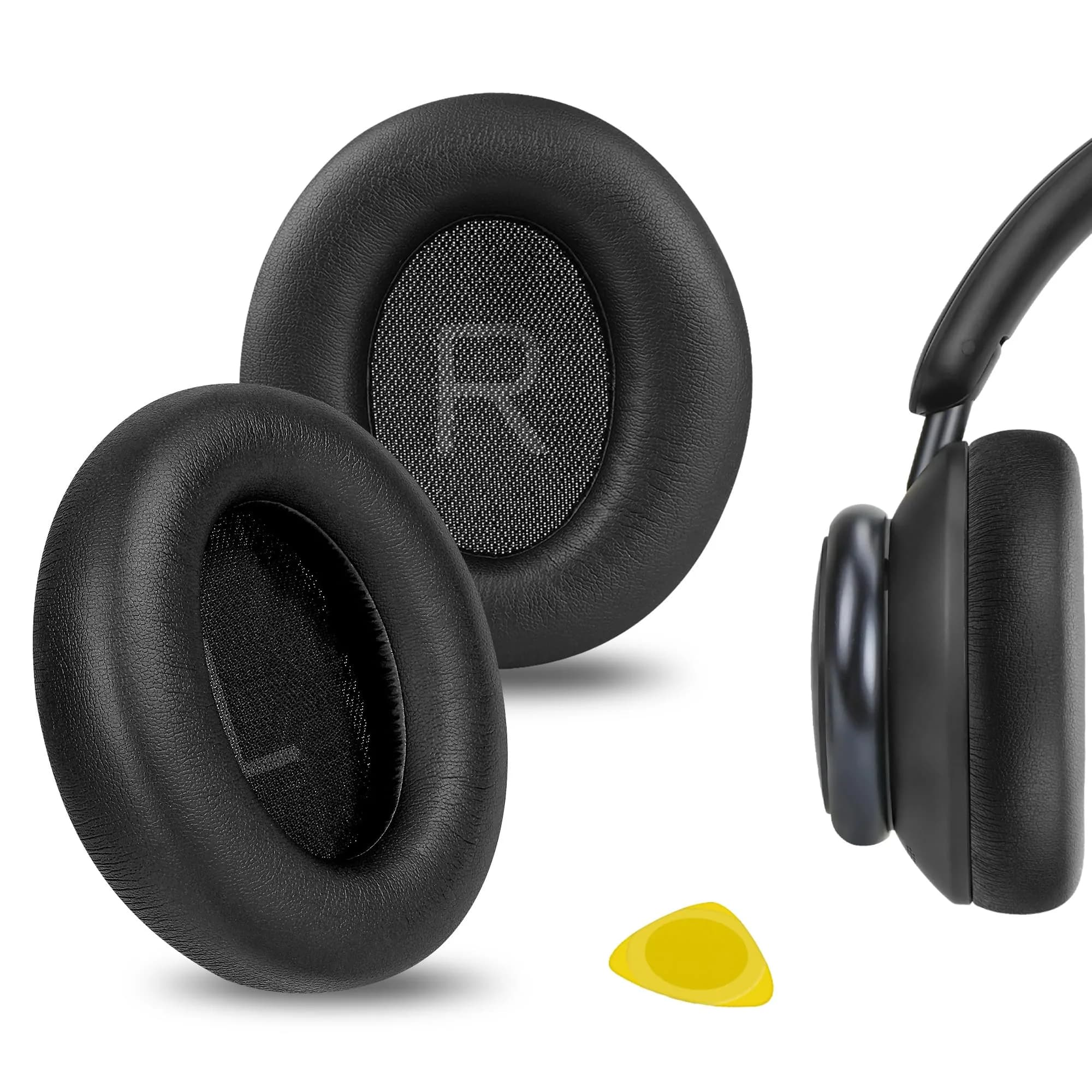 GEEKRIA Black Replacement Ear Pads for Anker Soundcore Space Q45 Life Q45 A3040 | 10.5 x 9.4 cm (4.1 x 3.7 in) — Black
