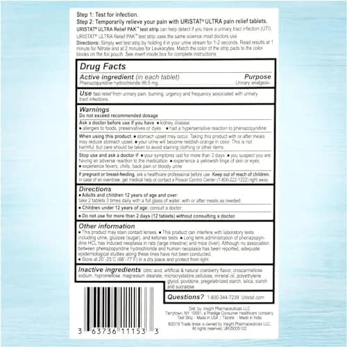 URISTAT Ultra UTI Relief Pack | 1 UTI Test Strip & 12 Tablets | Cranberry Flavor | Pack of 2 thumbnail 7