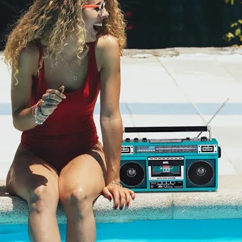 QFX Retro Bluetooth Boombox Cassette Tape Player Recorder J-220BT Aqua | Portable AM/FM/SW Radio & USB MP3 Player thumbnail 7